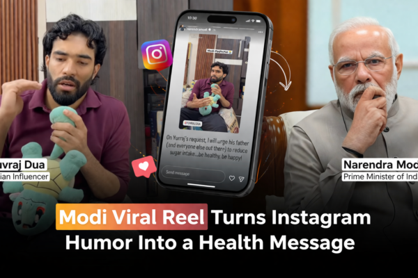 Modi viral reel featuring Yuvraj Dua highlighting sugar reduction and healthy lifestyle message